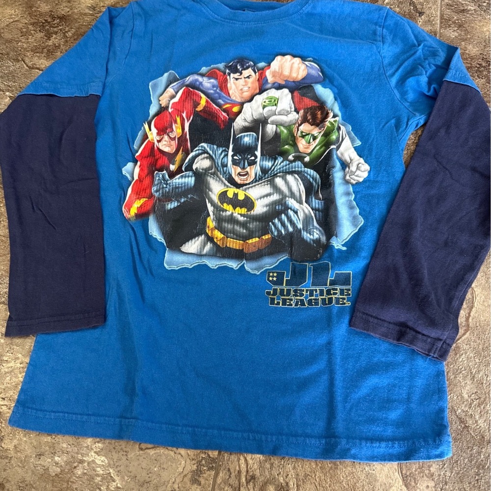 Kids Justice League Graphic T‎ Shirt Superman Batman Flash Green Lantern Boys XL